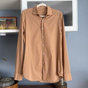 PEUTEREY Cotton Button Front Shirt Light Brown Size M